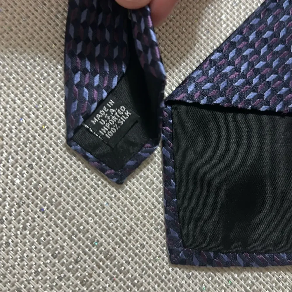 Crazy Horse Navy Light Blue Purple Woven Silk Tie